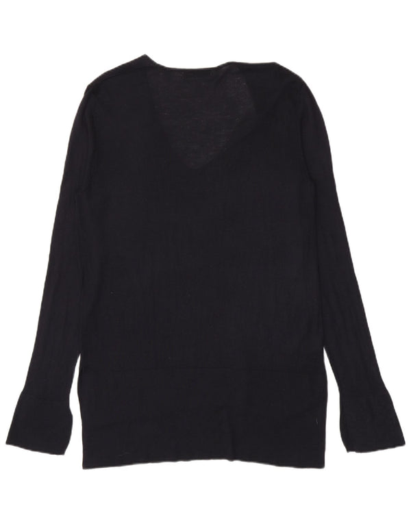 Langer Damen-Pullover mit V-Ausschnitt von Zara, Größe 40, Marineblau