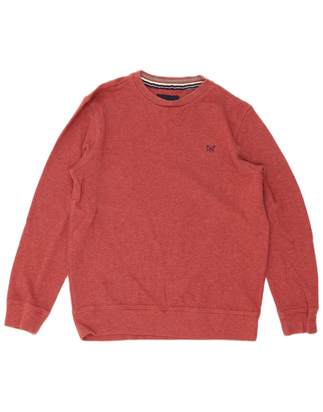CREW CLOTHING Herren-Pullover mit Rundhalsausschnitt, mittelrote Baumwolle