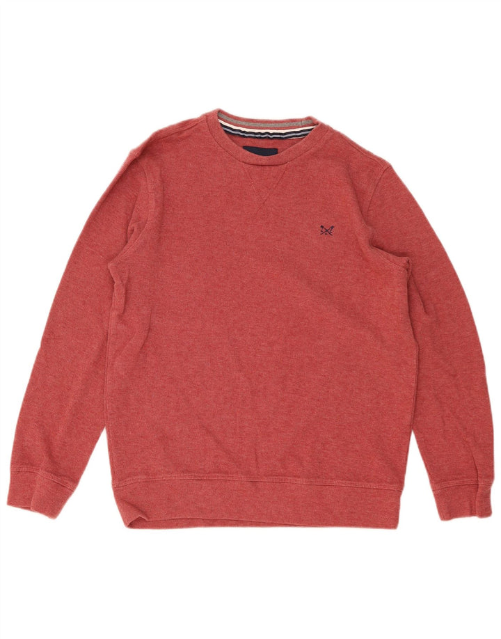 CREW CLOTHING Herren-Pullover mit Rundhalsausschnitt, mittelrote Baumwolle