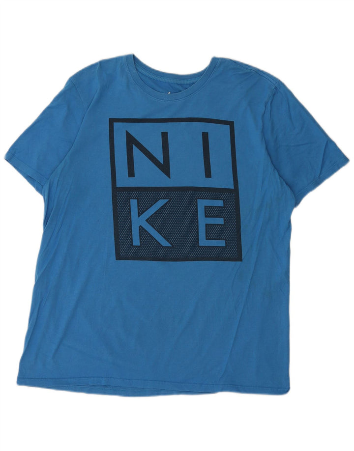 Nike Herren-T-Shirt mit sportlichem Schnitt und Grafik, Größe L, Blau