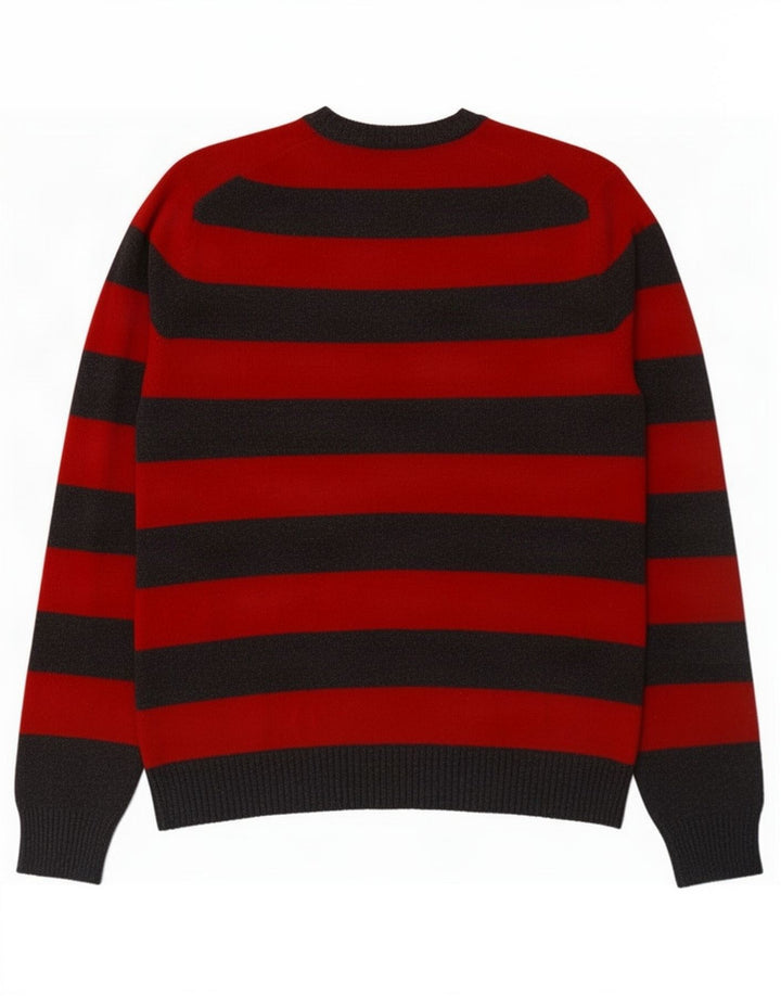 Gap Herren-Pullover mit Rundhalsausschnitt, klein, rot gestreift, Baumwolle