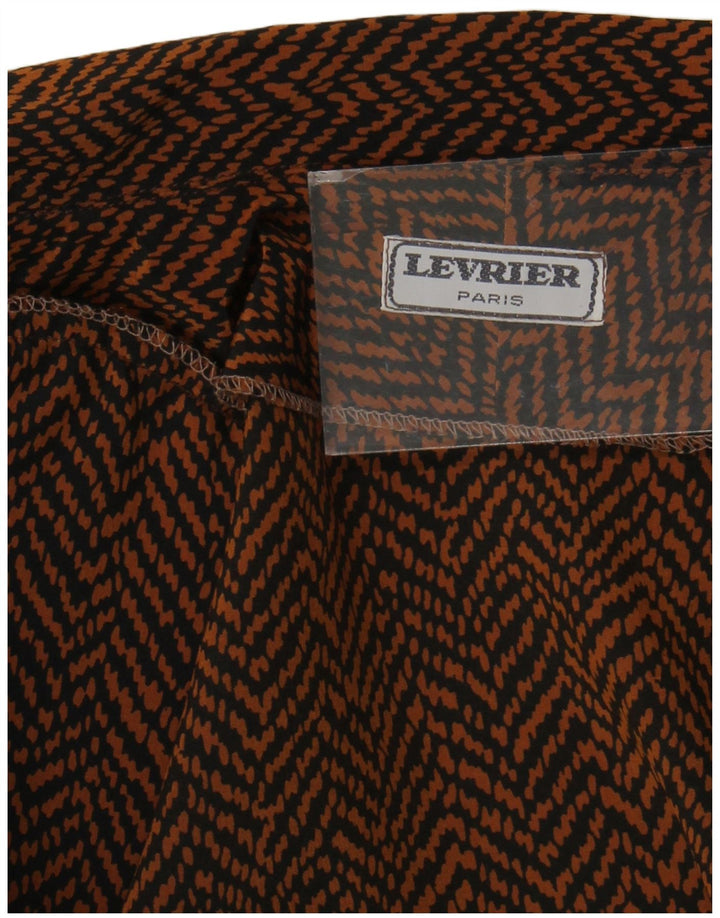 Vintage Damen Crop Kurzarm-Hemdbluse UK 8 Small Brown Herringbone