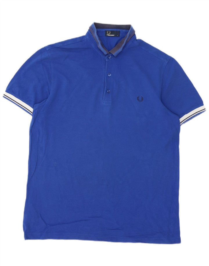 Fred Perry Herren-Poloshirt, groß, blau gestreift, Baumwolle