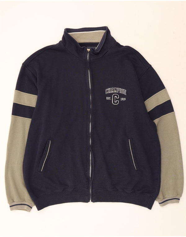 Champion Herren-Trainingsanzug-Oberteil, Jacke, XL, Marineblau, Colourblock-Baumwolle