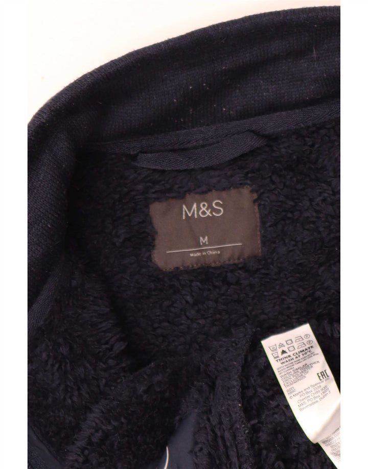 Marks & Spencer Herren-Sherpa-Trainingsanzug-Oberteil, mittleres marineblaues Polyester