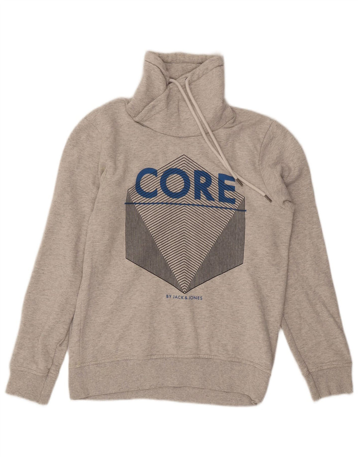 Jack & Jones Herren-Kapuzenpullover mit Grafik, mittelgraue Baumwolle