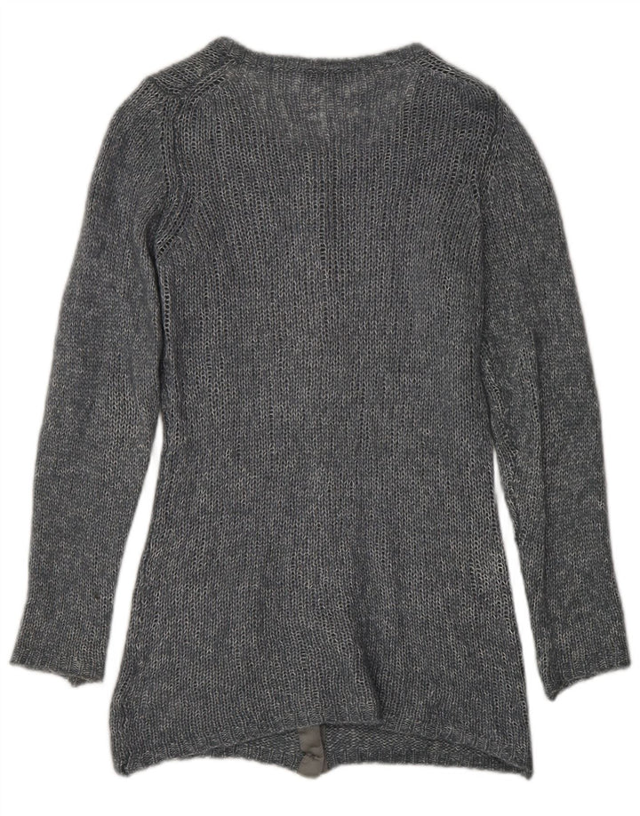 Fred Perry Damen-Cardigan-Pullover UK 14 Große grau gefleckte Viskose