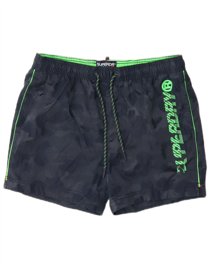 Superdry Herren-Badeshorts mit Grafik, XL, marineblaues Camouflage-Polyester