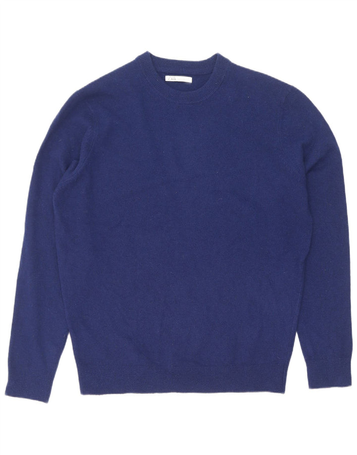 Zara Herren-Pullover mit Rundhalsausschnitt, Mittelblau