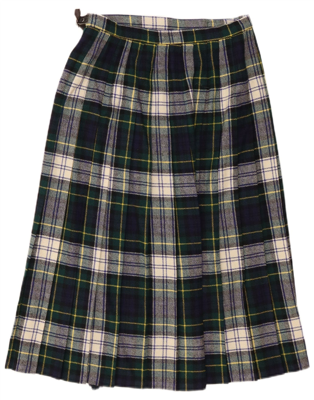 Vintage Damen Wickelrock UK 14 Mittelgrün karierte Wolle