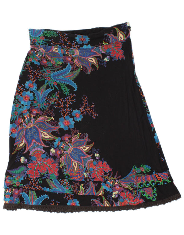Desigual Damen A-Linienrock Small W28 Schwarz geblümt