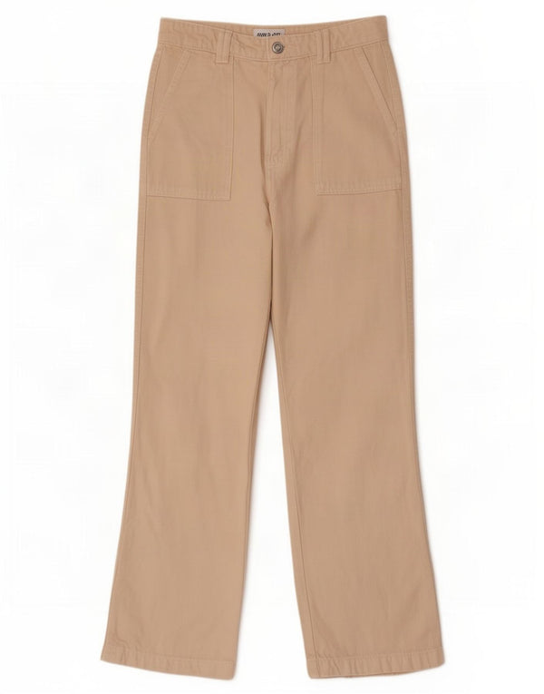 Zara Womens High Waist Loose Fit Trousers Small W26 L29 Beige