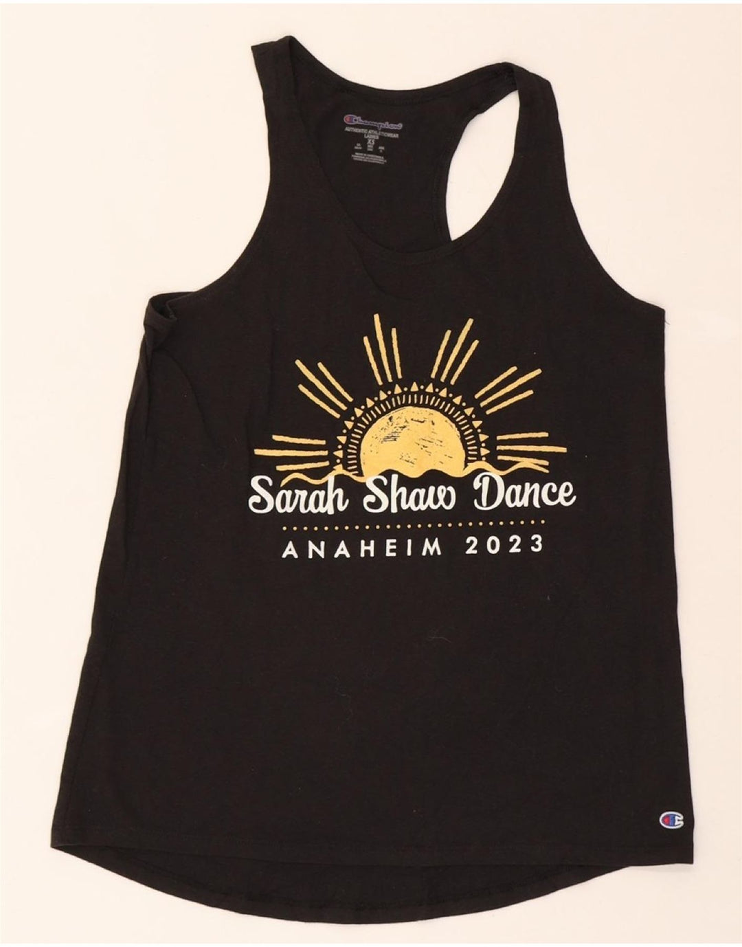 CHAMPION Womens Graphic Vest Top UK 6 XS Black Vintage Champion and Second-Hand Champion from Messina Hembry 