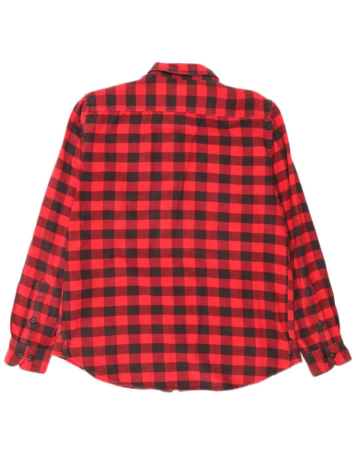 Caterpillar Herren-Flanellhemd XL aus roter Gingham-Baumwolle