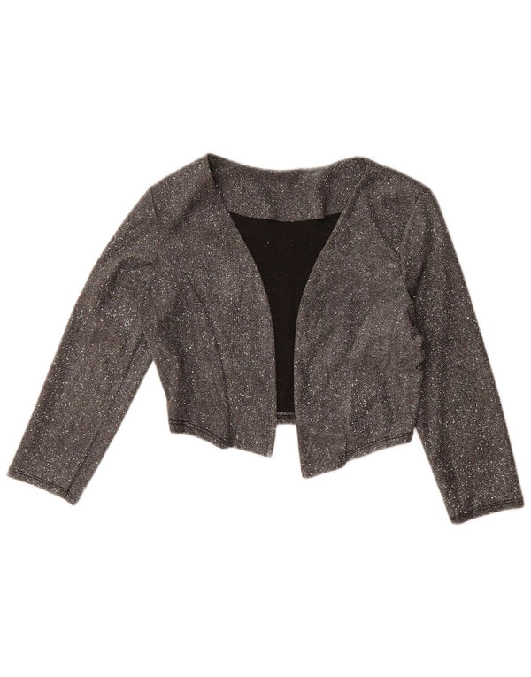 Vintage Damen 3/4 Ärmel Bolero Top UK 12 Mittelgrau meliert