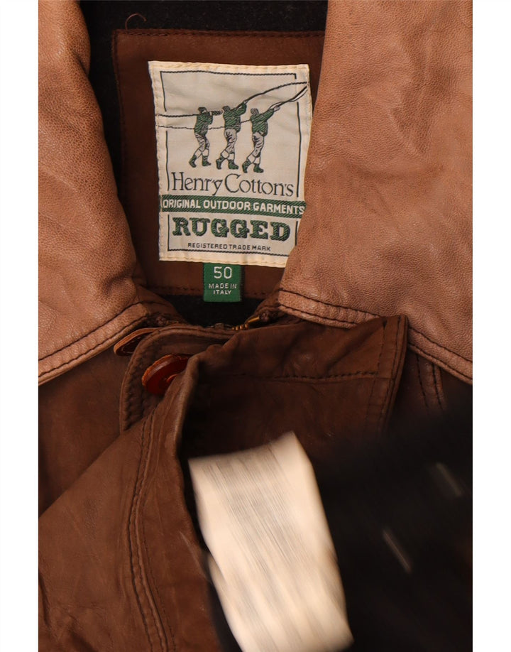 Robuste Herren-Lederjacke von Henry Cottons, IT 50, großes braunes Leder