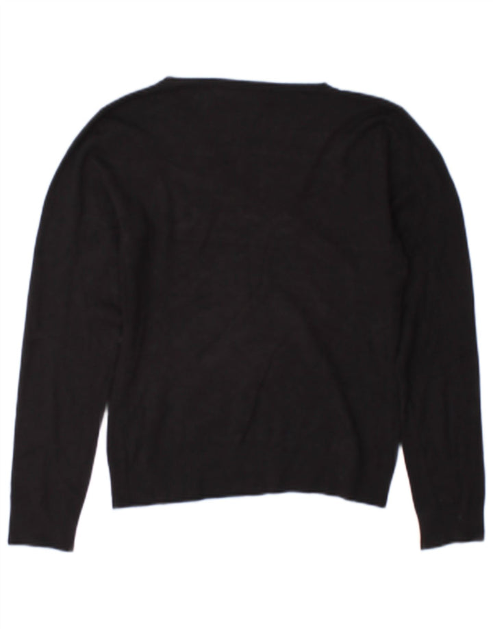 Zara Damen-Pullover mit V-Ausschnitt, UK 12, Mittelschwarz, Viskose