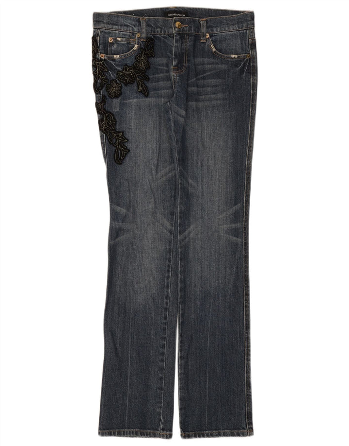 Roccobarocco Damen Bootcut Jeans IT 42 Medium W28 L32 Blau geblümt