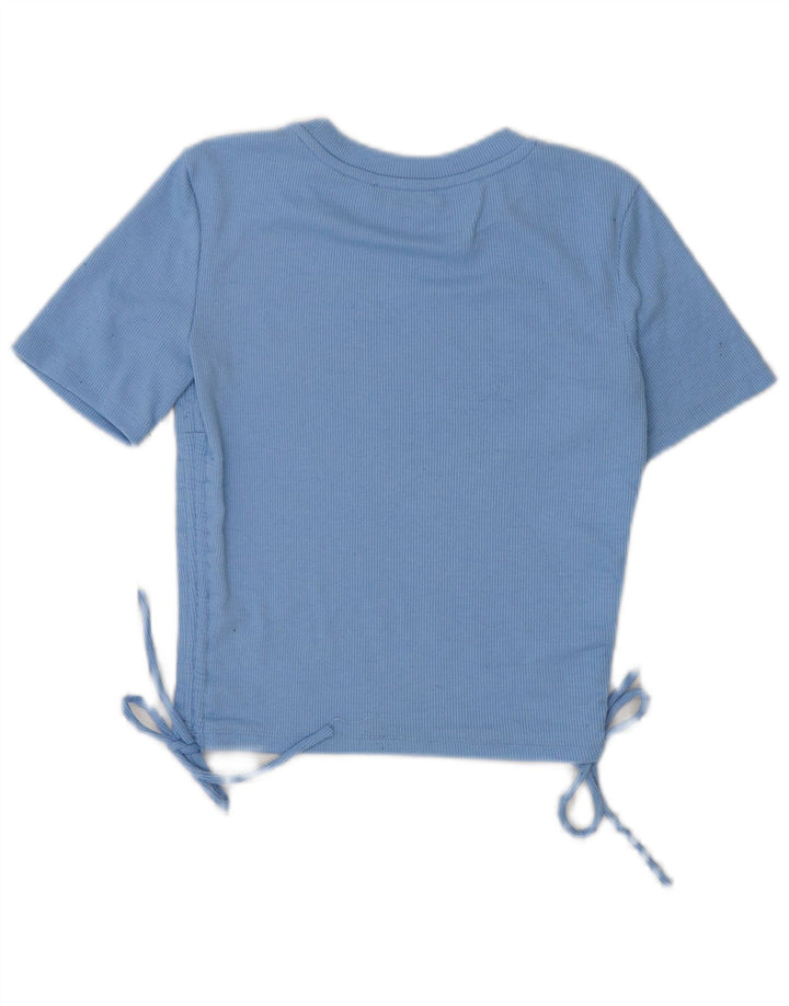 Zara Damen Crop T-Shirt Top UK 10 Small Blau