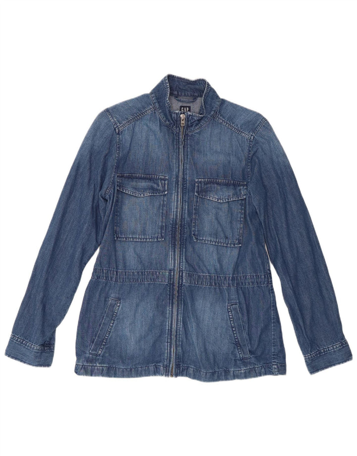 Gap Damen Jeanshemd UK 10 Small Blau Baumwolle
