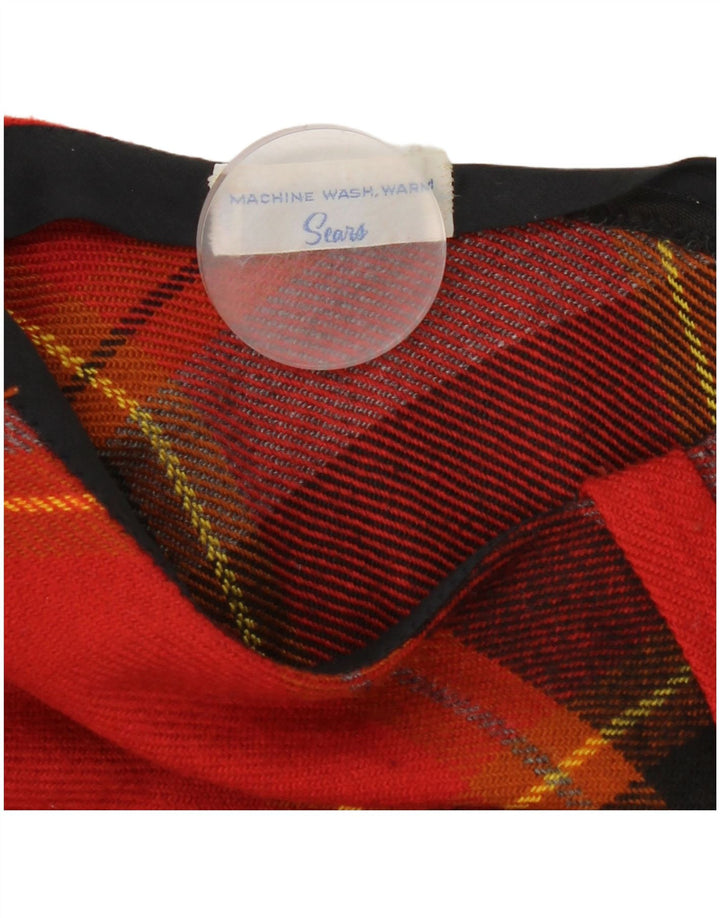 Vintage Damen ausgestellter Rock W28 Mittelrot kariert