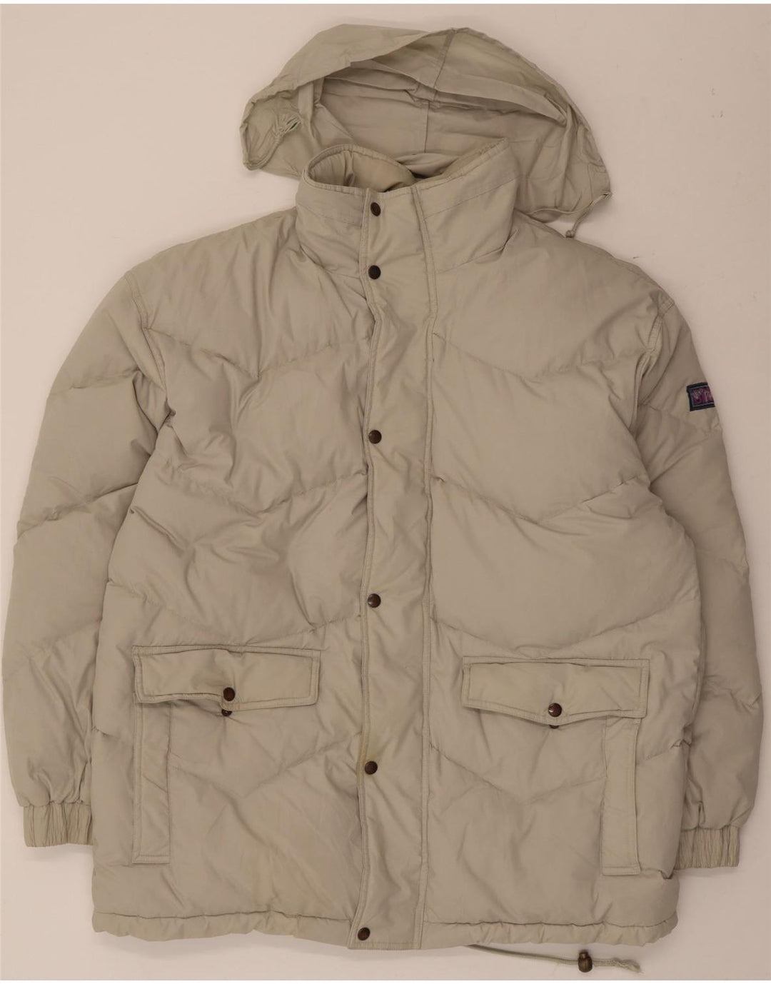 Vintage Herren Kapuzenjacke gepolstert UK 42 XL Beige Polyester