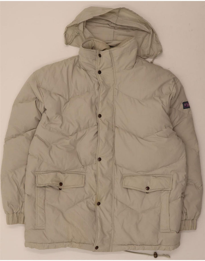 Vintage Herren Kapuzenjacke gepolstert UK 42 XL Beige Polyester