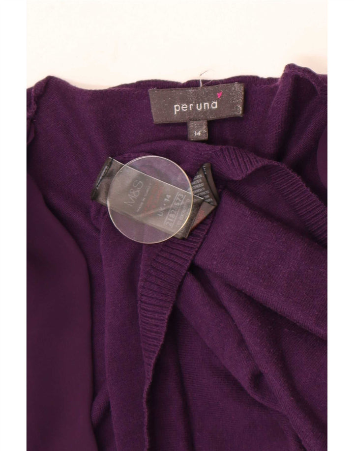 Marks & Spencer Offener Damen-Cardigan-Pullover UK 14 Mittellila Baumwolle
