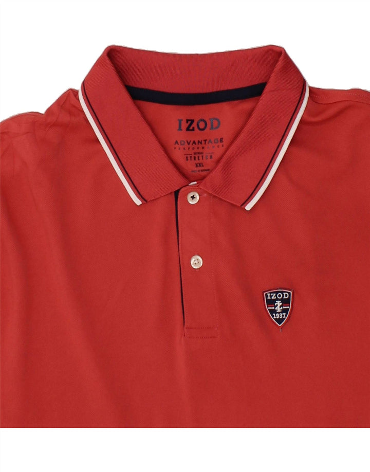 IZOD Mens Stretch Polo Shirt 2XL Red Polyester Vintage Izod and Second-Hand Izod from Messina Hembry 