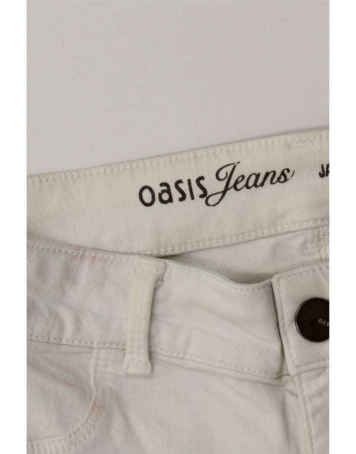 Oasis Damen Jeansshorts UK 12 Medium W28 Weiße Baumwolle
