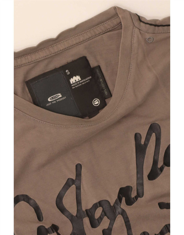G-Star Herren Grafik T-Shirt Top Small Braun Baumwolle