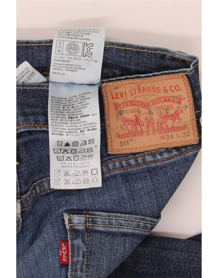 Levi's Herren 511 Slim Jeans W34 L32 Blaue Baumwolle