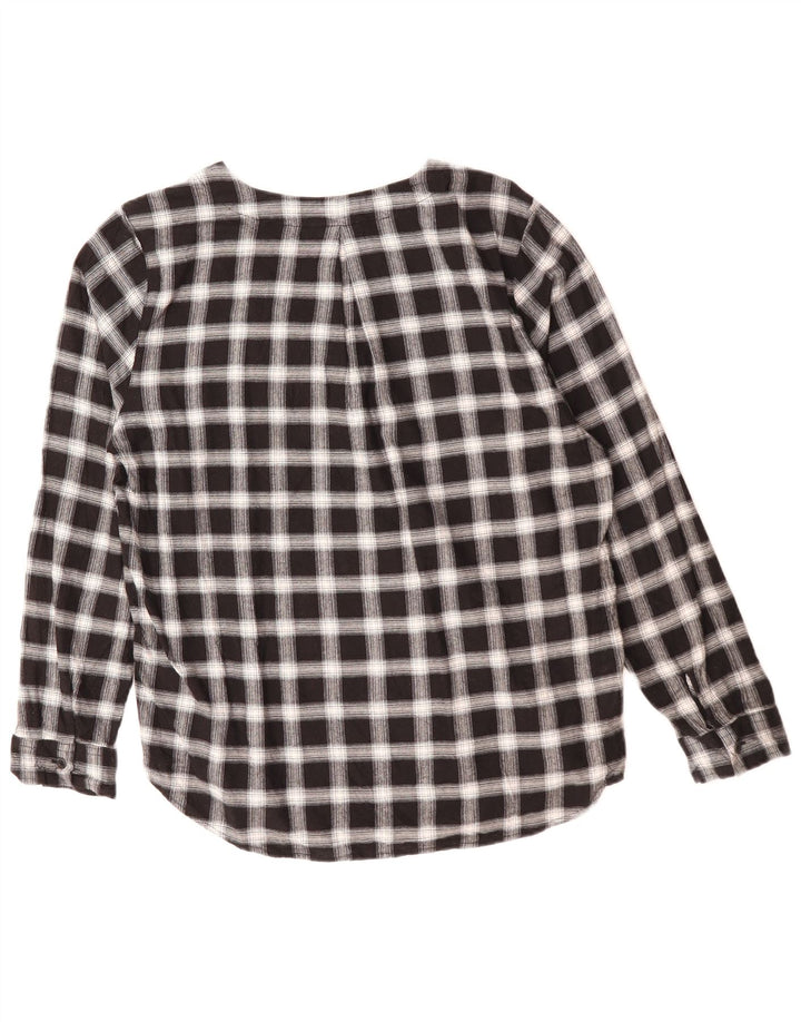 Eddie Bauer Womens Loose Fit Pullover Shirt UK 14 Mittelschwarz karierte Baumwolle