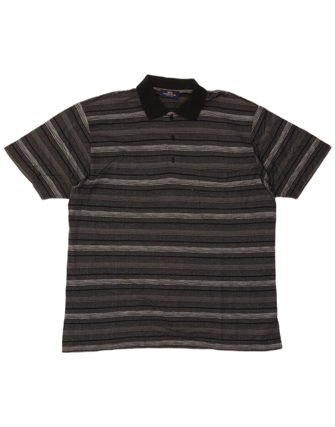 Vintage Herren Poloshirt Große grau gestreifte Baumwolle