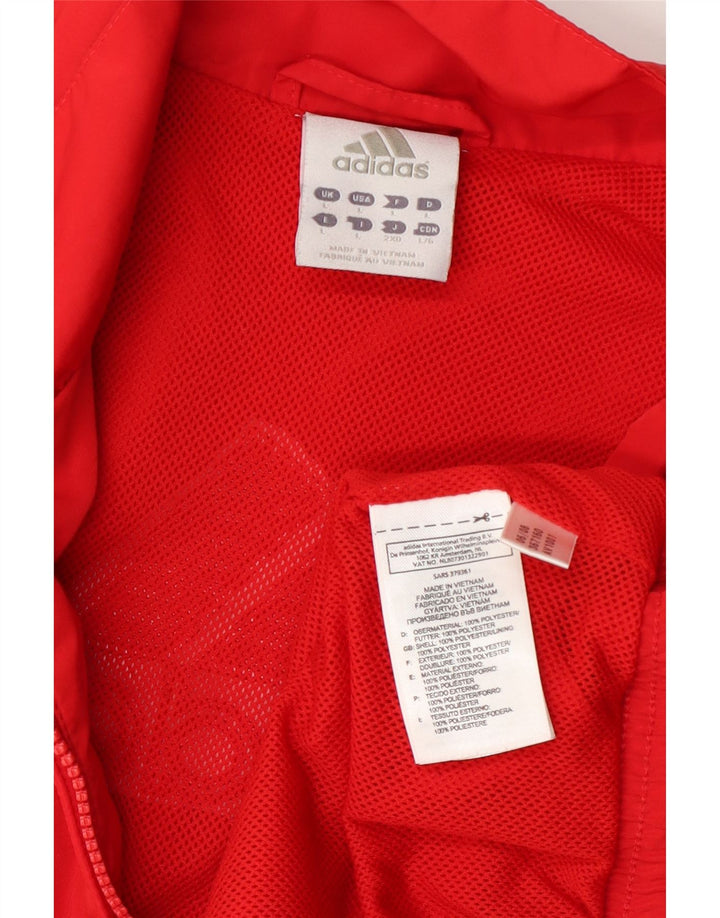 Adidas Damen Trainingsanzug Top Jacke UK 16 Large Rot Polyester