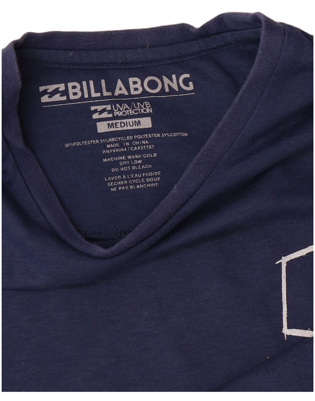 BILLABONG Damen Grafik-T-Shirt-Oberteil UK 14 Medium Marineblau Polyester