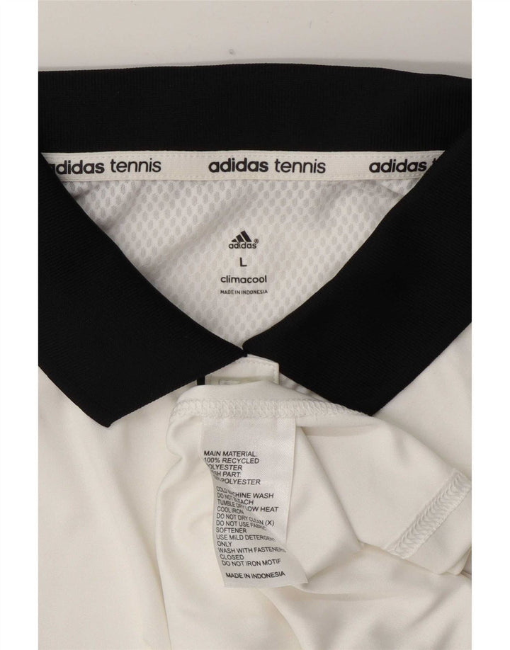 Adidas Damen Climacool Rugby Poloshirt UK 16 Large Weiß Polyester