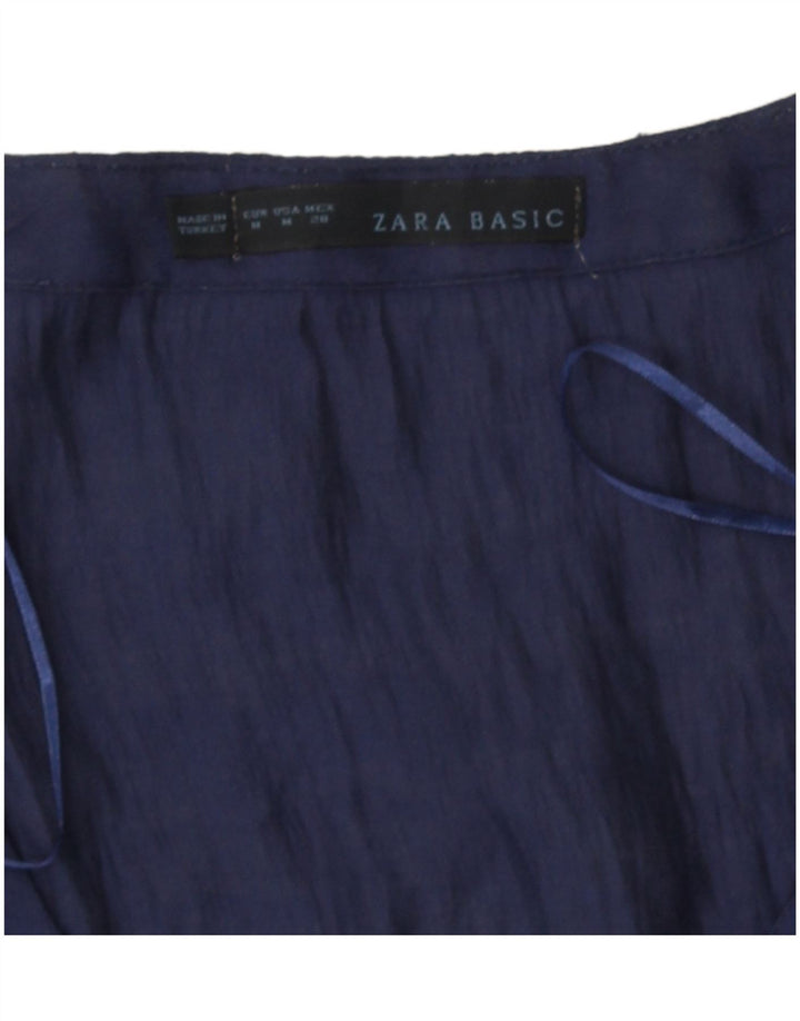 Zara Damen Bluse Top UK 12 Medium Marineblau