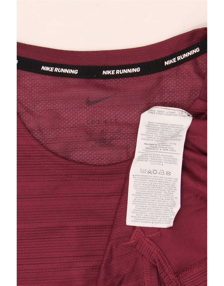 Nike Herren Dri Fit T-Shirt-Oberteil, groß, burgunderrot, gestreift, Polyester