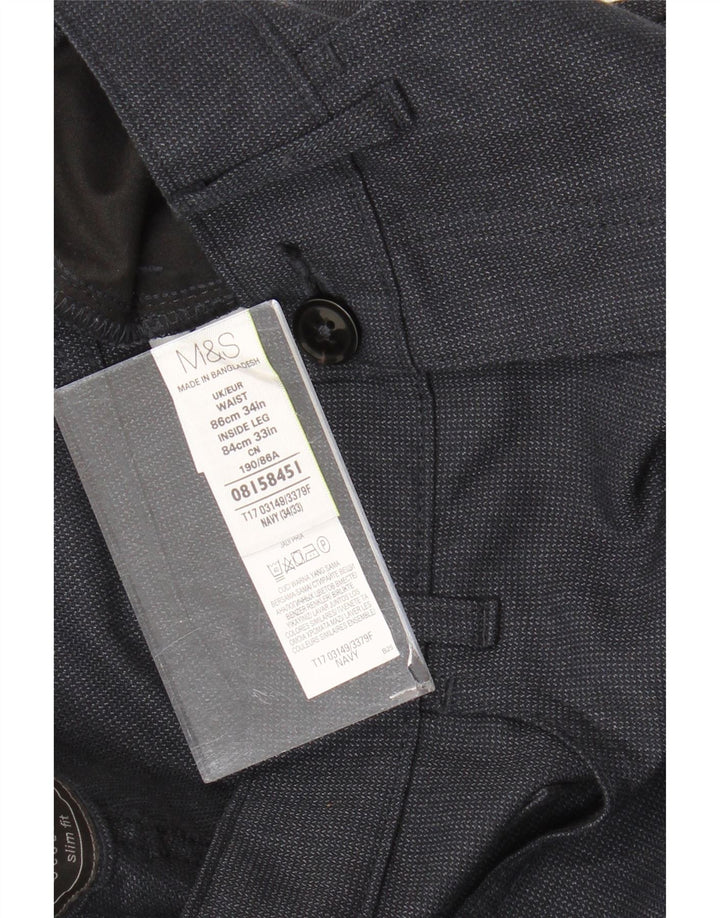 Gerade Herren-Anzughose von Marks & Spencer, W34, L33, marineblaues Polyester