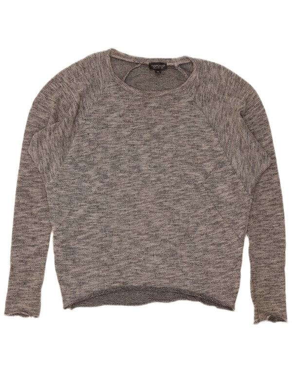 Topshop Damen-Pullover mit U-Boot-Ausschnitt, Größe S, Gr. 8, grau gefleckt, klassisch