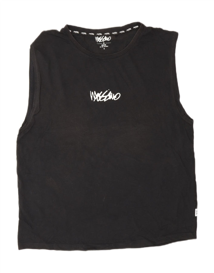 Mossimo Herren Grafik-Weste-Top XL aus schwarzer Baumwolle