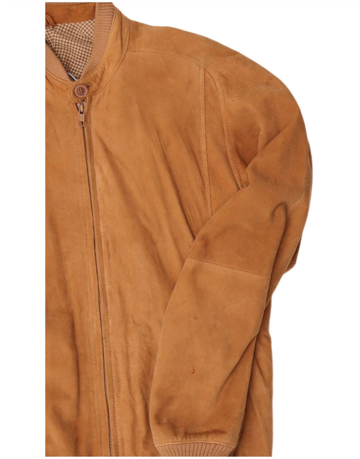 Vintage Herren Wildleder Bomberjacke UK 38 Mittelbraun