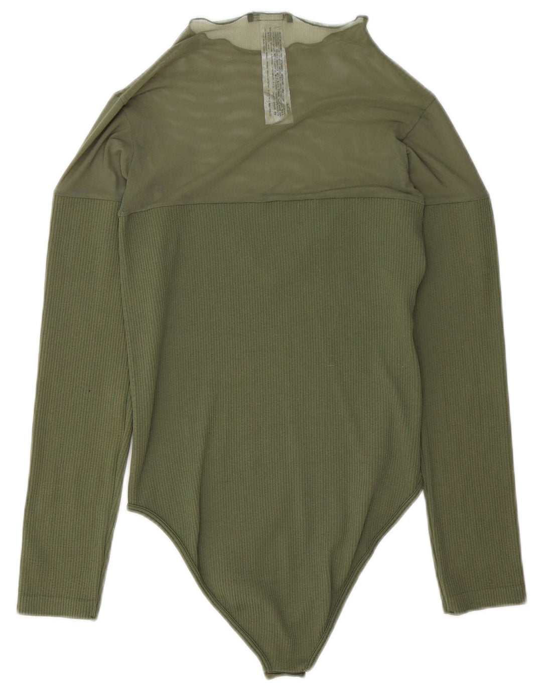 ZARA Damen Langarm-Body UK 14 Mittelgrünes Polyester