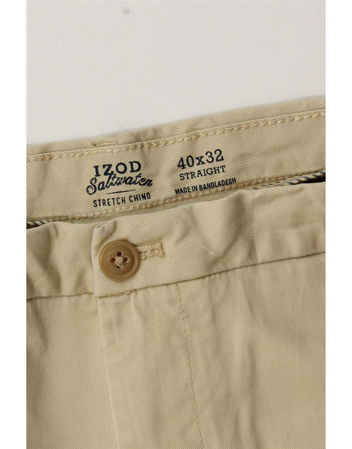 IZOD Herren Salt Water Straight Chino Hose W40 L32 Beige Baumwolle