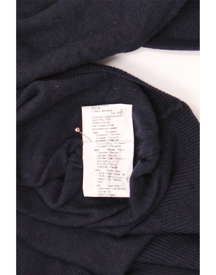 Trussardi Herren-Pullover mit V-Ausschnitt, groß, marineblaues Polyester