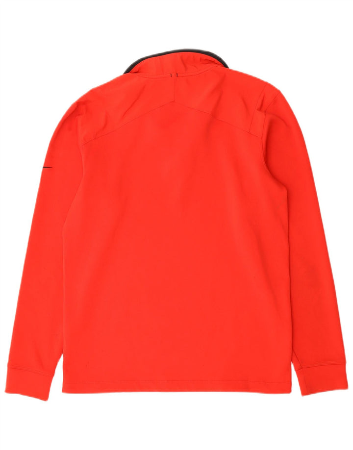 Nike Herren Dri Fit Zip Neck Top Langarm Klein Rot Polyester