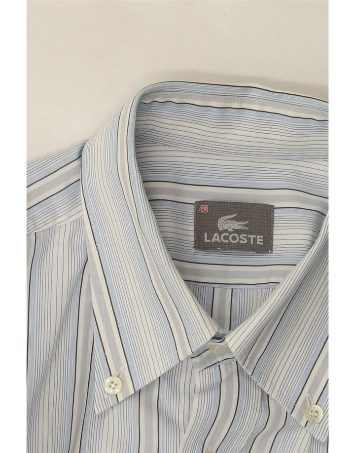 Lacoste Herren Kurzarmhemd Größe 40 Mittelblau gestreift