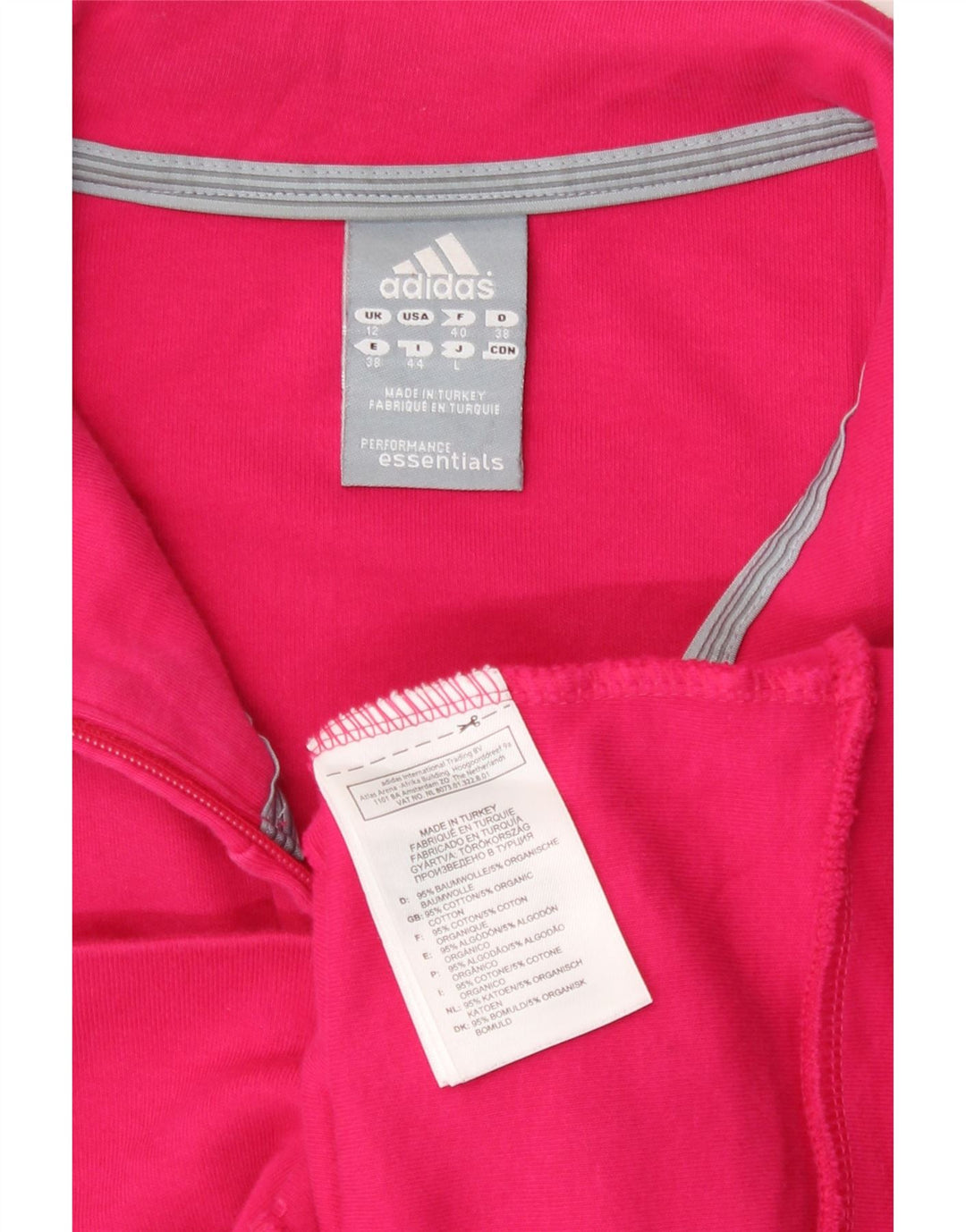 Adidas Damen Trainingsanzug Top Jacke UK 12 Mittelrosa Baumwolle