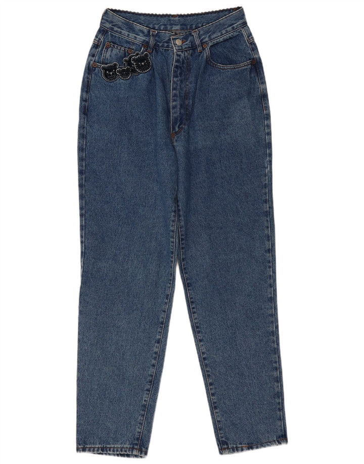 Vintage Damen Tapered High Waist Jeans W32 L30 Blaue Baumwolle